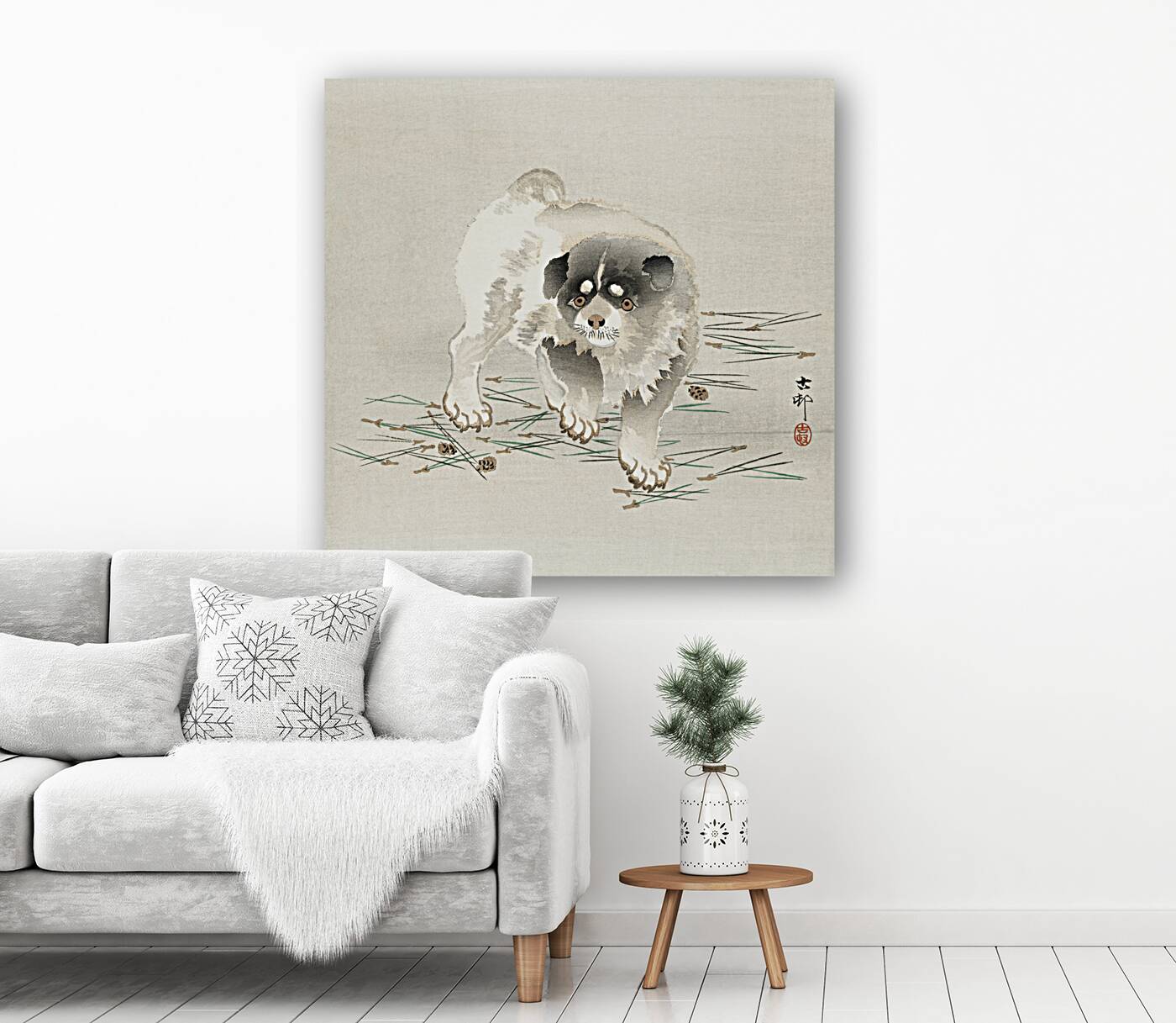 Young dog 1900 - 1930 by Ohara Koson 1877-1945. Reproduction