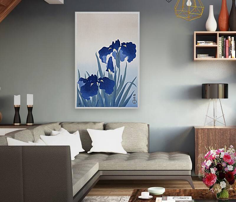 Iris flowers 1925 - 1936 by Ohara Koson 1877-1945. Reproduction