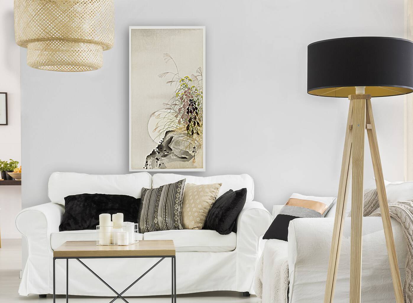 Grass and full moon 1900 - 1936 by Ohara Koson 1877-1945. Reproduction