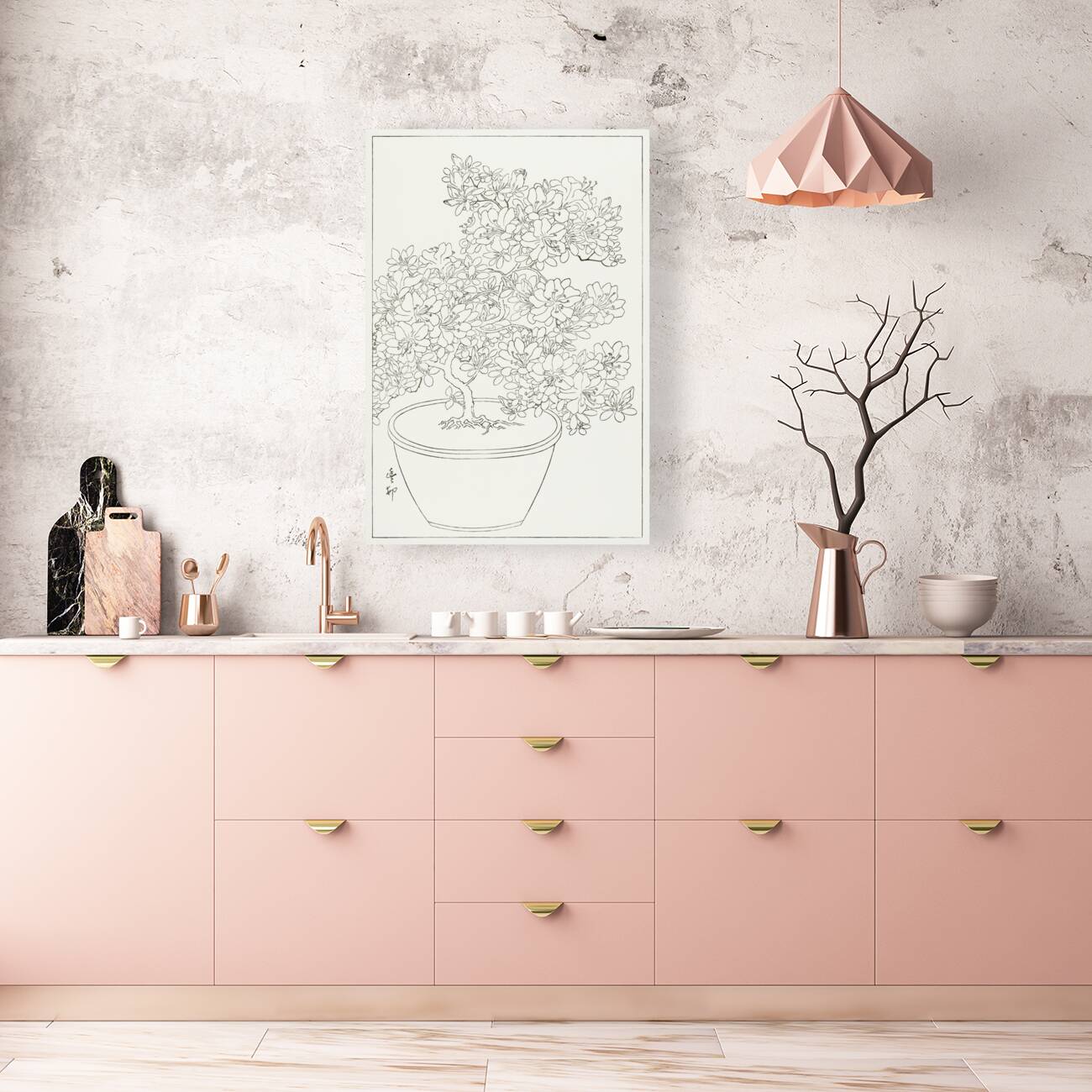 Blooming azalea in pot 1920 - 1930 by Ohara Koson 1877-1945. Reproduction