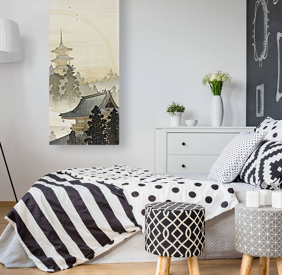 Pagoda and rainbow 1900 - 1910 by Ohara Koson 1877-1945. Reproduction