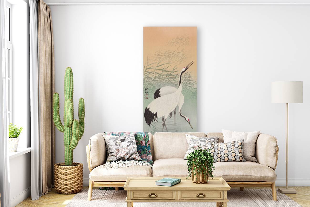 Two cranes 1925 - 1936 by Ohara Koson 1877-1945. Reproduction