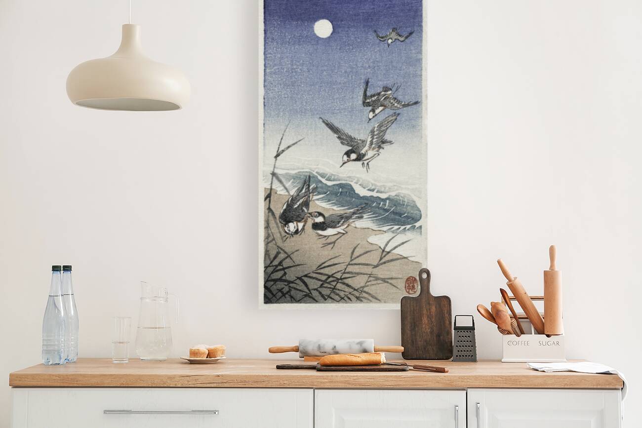 Three ducks in shallow water with reeds 1900 - 1930 by Ohara Koson 1877-1945. Reproduction