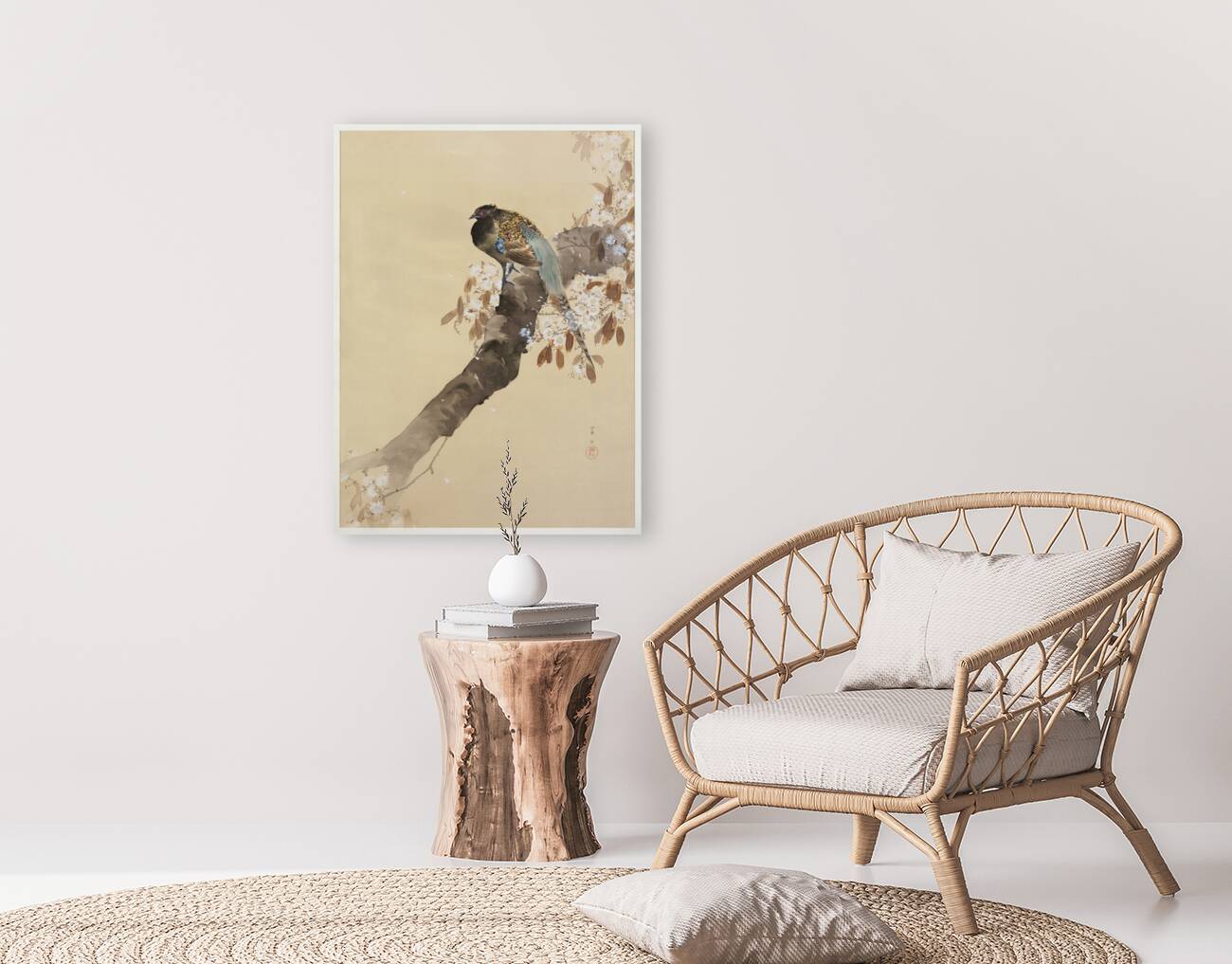 Pheasant on cherry blossom branch 1887-1945 by Ohara Koson 1877-1945. Reproduction