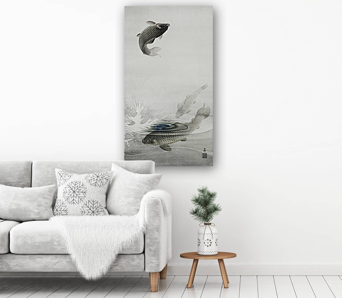 Three carps 1877-1945 by Ohara Koson 1877-1945. Reproduction