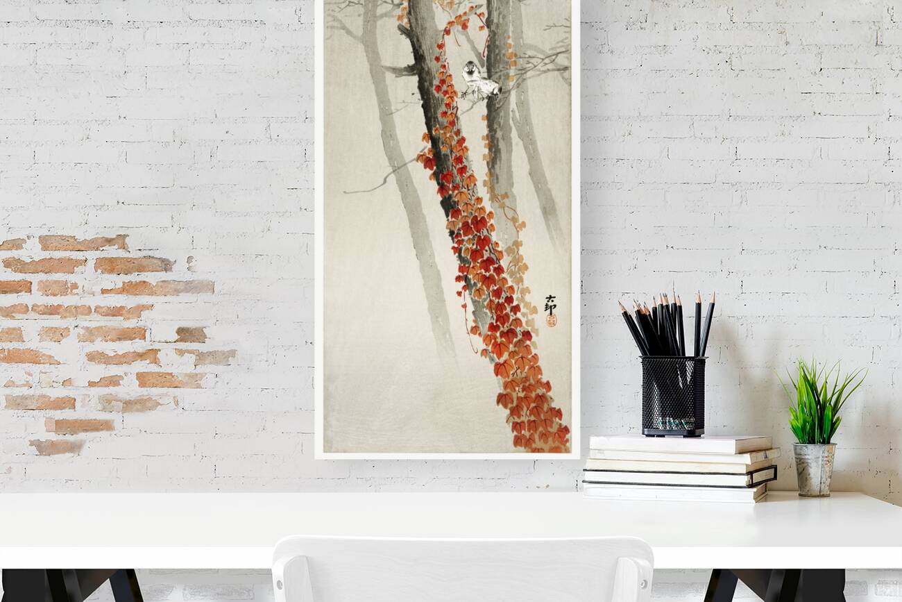 Red ivy 1900 - 1930 by Ohara Koson 1877-1945. Reproduction