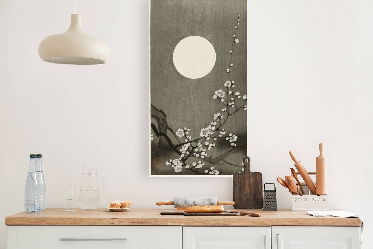 Blooming plum blossom at full moon 1900-1936 by Ohara Koson 1877-1945. Reproduction