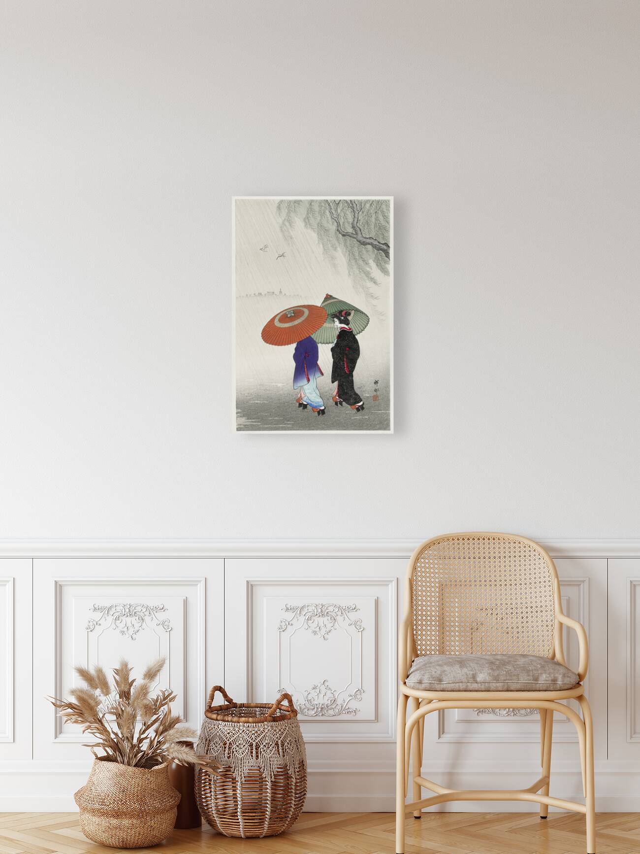 Two women in the rain 1925 - 1936 by Ohara Koson 1877-1945. Reproduction