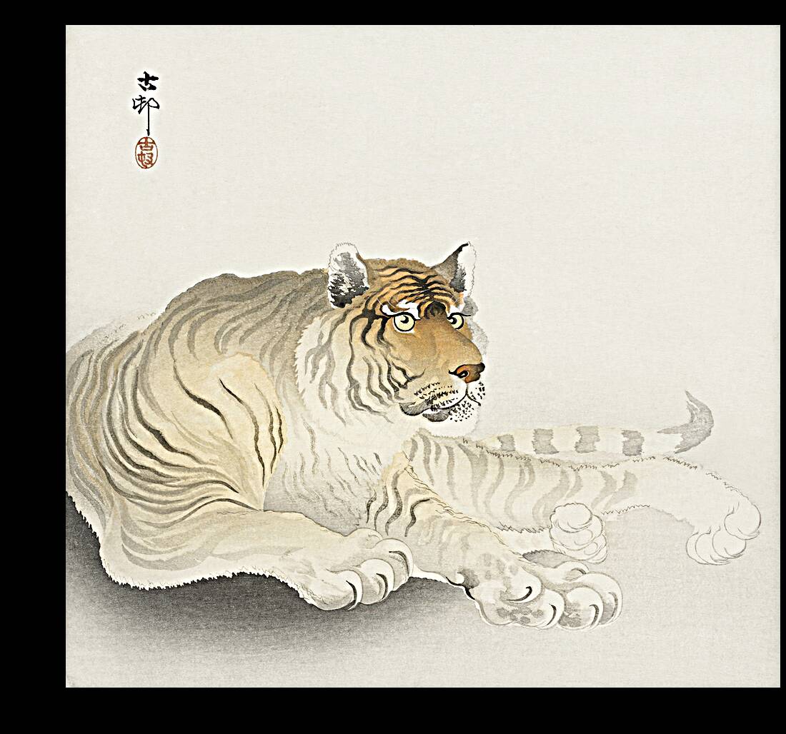 Tiger 1900 - 1930 by Ohara Koson 1877-1945. Reproduction