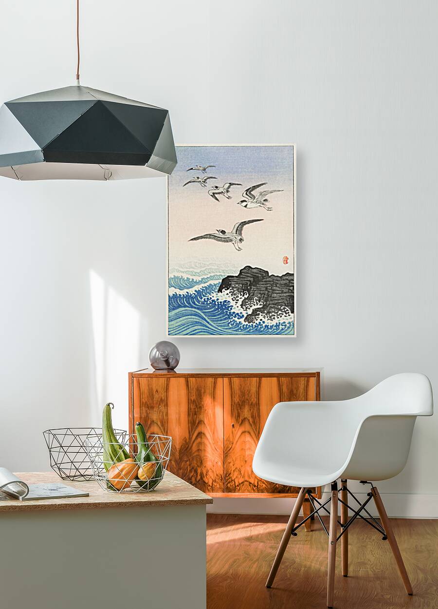 Five seagulls above the sea 1900 - 1945 by Ohara Koson 1877-1945. Reproduction