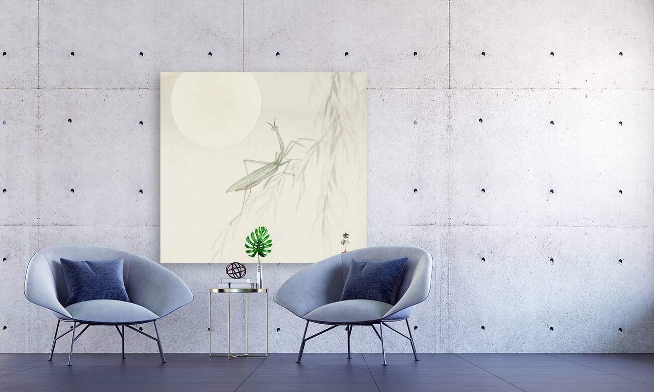 Praying mantis 1900 - 1936 by Ohara Koson 1877-1945. Reproduction