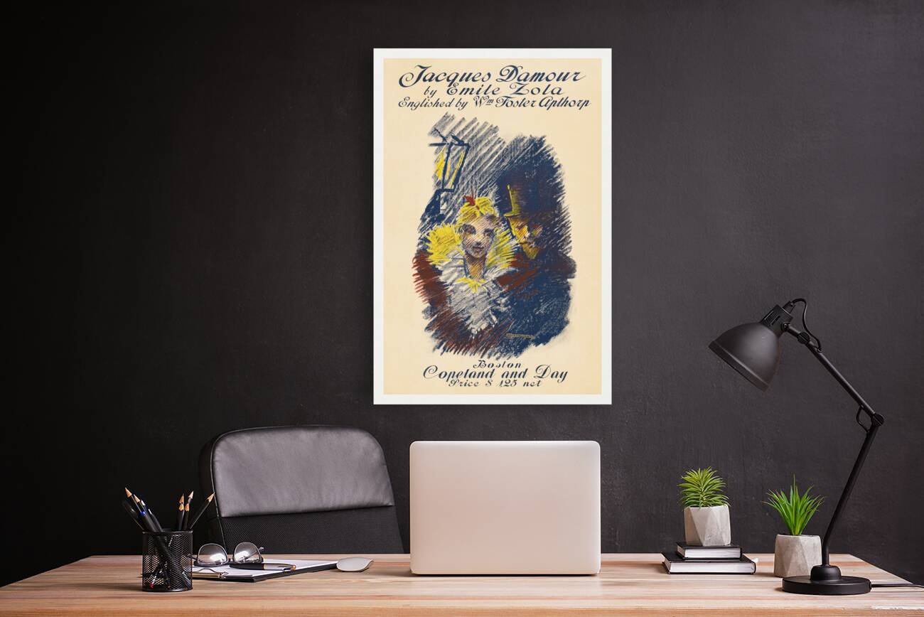 Jacques Damour 1896 poster of a man and a woman by Ethel Reed.  Reproduction