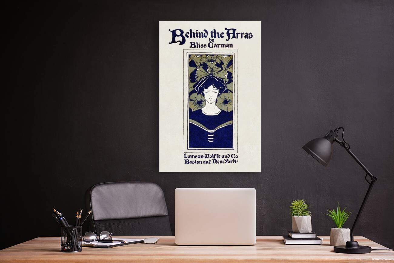 Behind the Arras 1895 vintage poster of a woman by Ethel Reed.  Reproduction