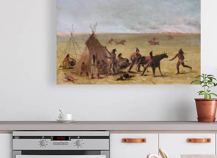 Indian Family Alarmed At The Approach of a Prairie Fire 1846-1848 by IStockHistory com