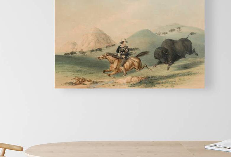 Buffalo Hunt Chasing Back 1844 Reproduction