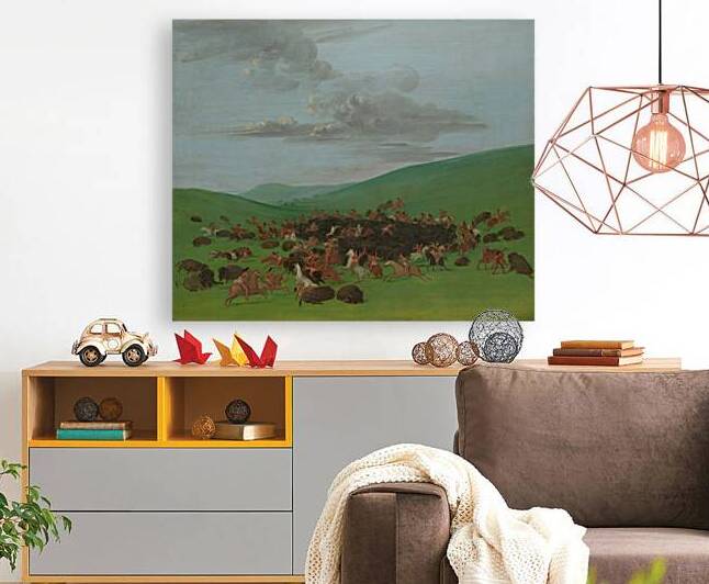 Buffalo Chase A Surround by the Hidatsa circa 1832 by IStockHistory com