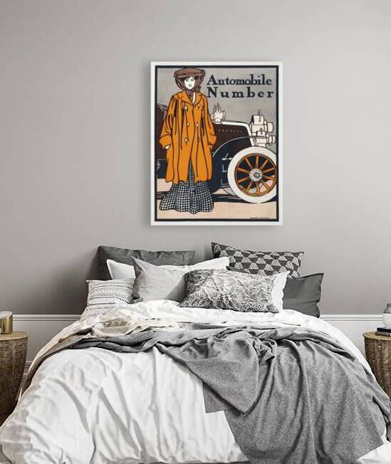 Woman and a vintage car 1903 by Edward Penfield by IStockHistory com