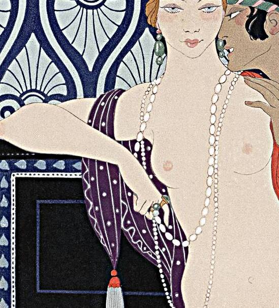 Les Trois Beautes de Mnasidika 1922 fashion illustration by George Barbier. by IStockHistory com