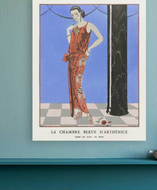 La chambre bleue darth&eacutenice / Robe du soir de Beer from Gazette du Bon Ton. Art &ndash Modes & Frivolit&eacutes: Evening Attire No. 1 1923 fashion illustration  by George Barbier.  by IStockHistory com