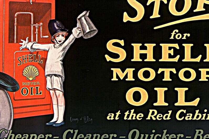 Stop! for Shell motor oil at the Red Cabinet 1926 by Jean dYlen Poster by IStockHistory com