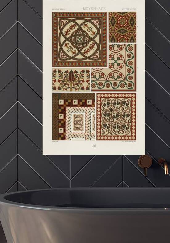 Middle-Ages pattern. 1888 edition Lornement Polychrome by Albert Racine 1825–1893. by IStockHistory com