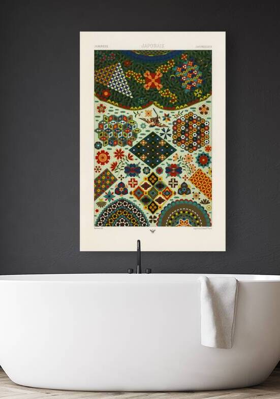 Japanese pattern. 1888 edition Lornement Polychrome by Albert Racine 1825–1893. by IStockHistory com