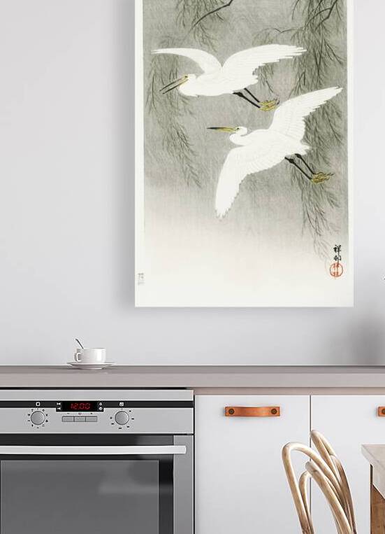 Little Egrets in flight 1925 - 1936 by Ohara Koson 1877-1945. by IStockHistory com