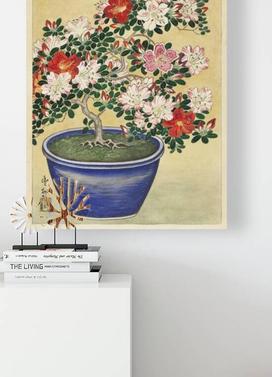 Blooming azalea in blue pot 1920 - 1930 by Ohara Koson 1877-1945. by IStockHistory com