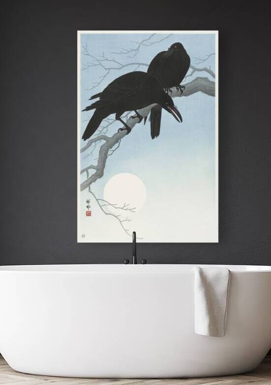 Two crows on a branch 1927 by Ohara Koson 1877-1945. by IStockHistory com
