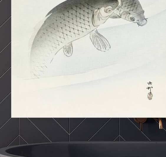 Two carp fish 1900 - 1910 by Ohara Koson 1877-1945. by IStockHistory com