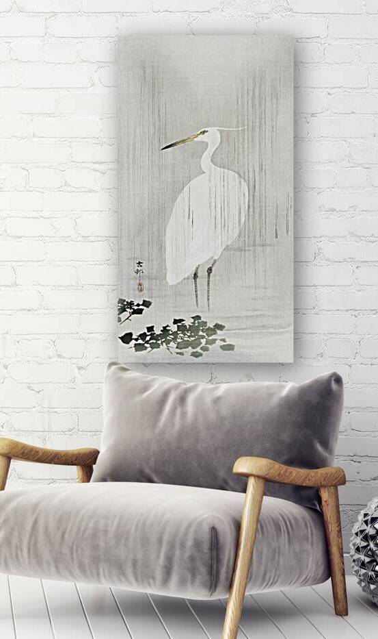 Egret in rain 1900 - 1930 by Ohara Koson 1877-1945. by IStockHistory com