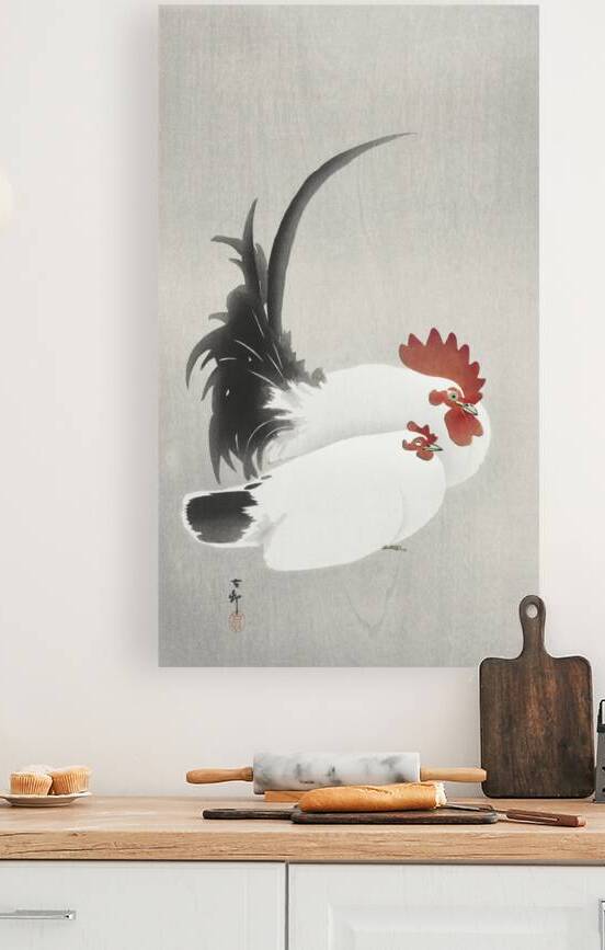 Rooster and hen 1900 - 1930 by Ohara Koson 1877-1945. by IStockHistory com