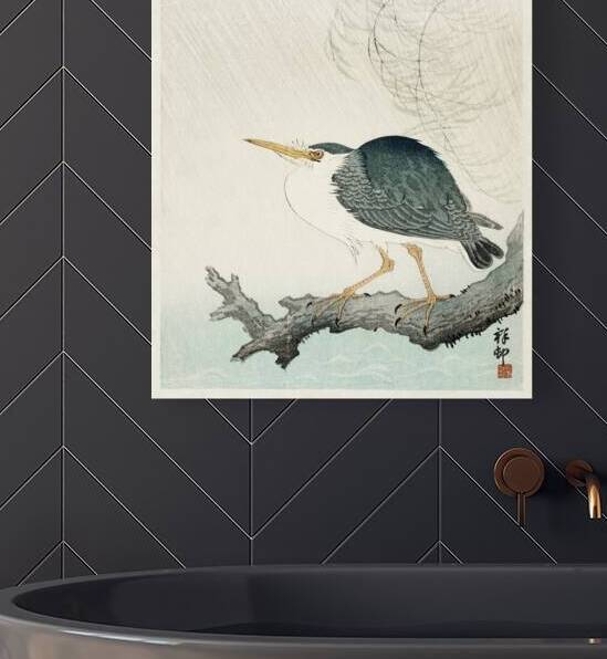 Quack on tree stump 1900 - 1936 by Ohara Koson 1877-1945. by IStockHistory com