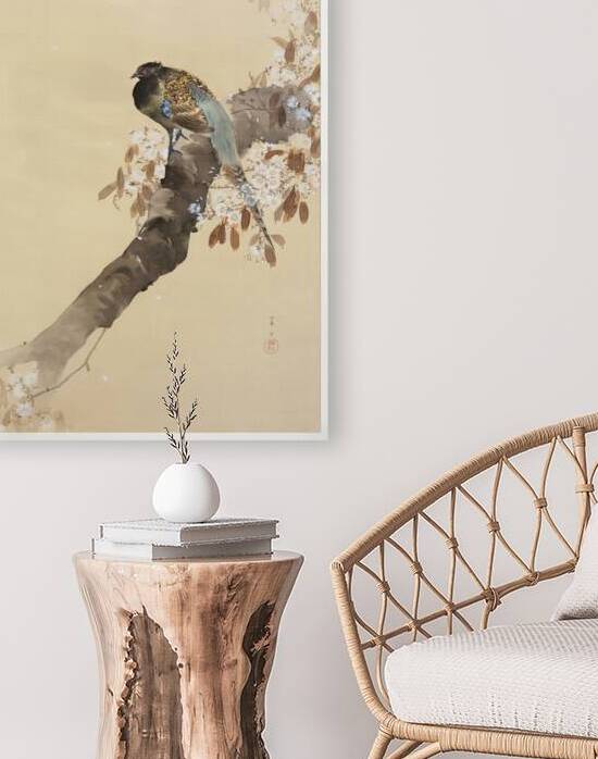 Pheasant on cherry blossom branch 1887-1945 by Ohara Koson 1877-1945. by IStockHistory com