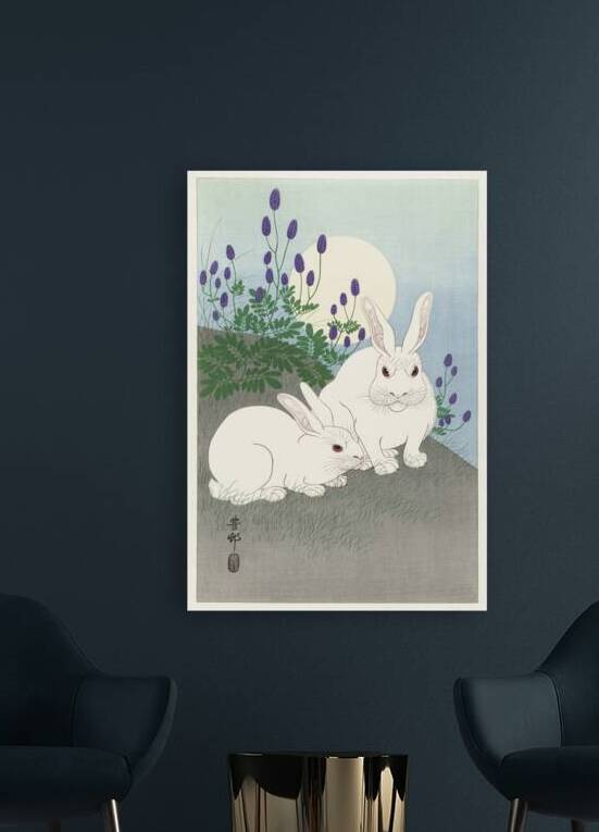 Rabbits at full moon 1920 - 1930 by Ohara Koson 1877-1945. by IStockHistory com