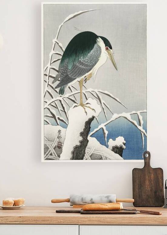 Heron in snow 1920 - 1930 by Ohara Koson 1877-1945. by IStockHistory com