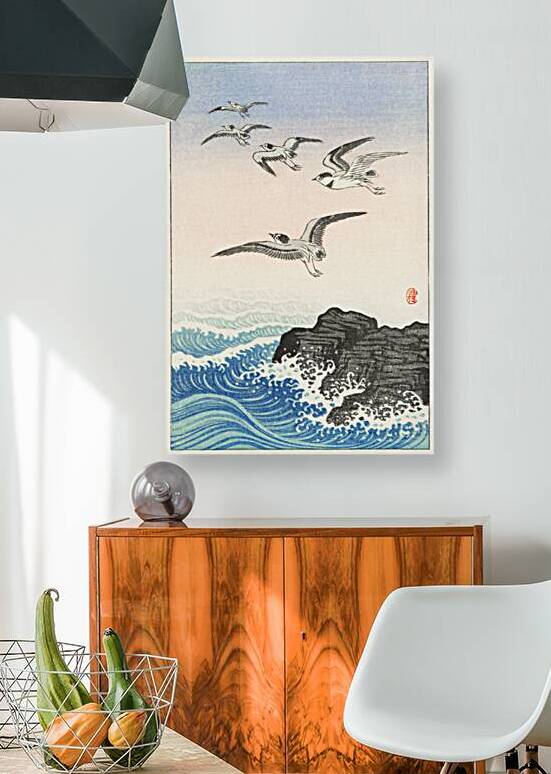 Five seagulls above the sea 1900 - 1945 by Ohara Koson 1877-1945. by IStockHistory com