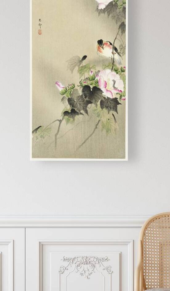 Bird and caterpillar 1900 - 1930 by Ohara Koson 1877-1945. by IStockHistory com