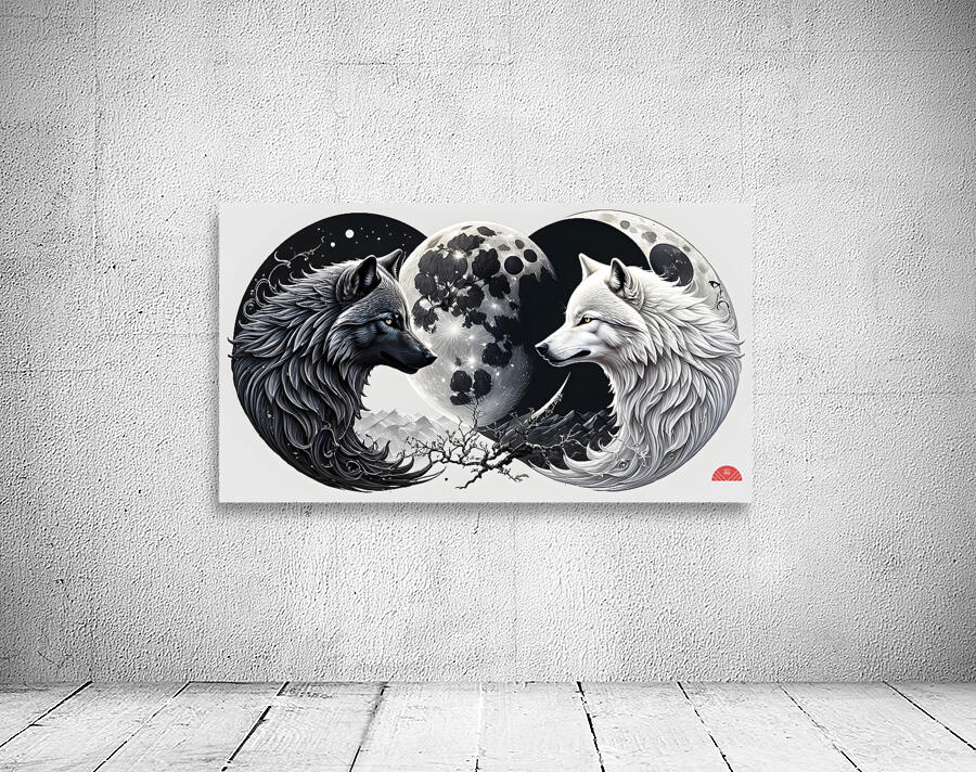 White Wolf Black Wolf Moon By ISHISH Wall Preview