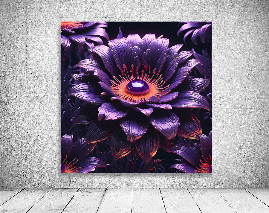Glowing Ultraviolet Punk Flower By ISHISH Wall Preview