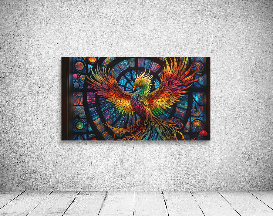 A Stained Glass Crystalline Rainbow Phoenix By ISHISH Wall Preview