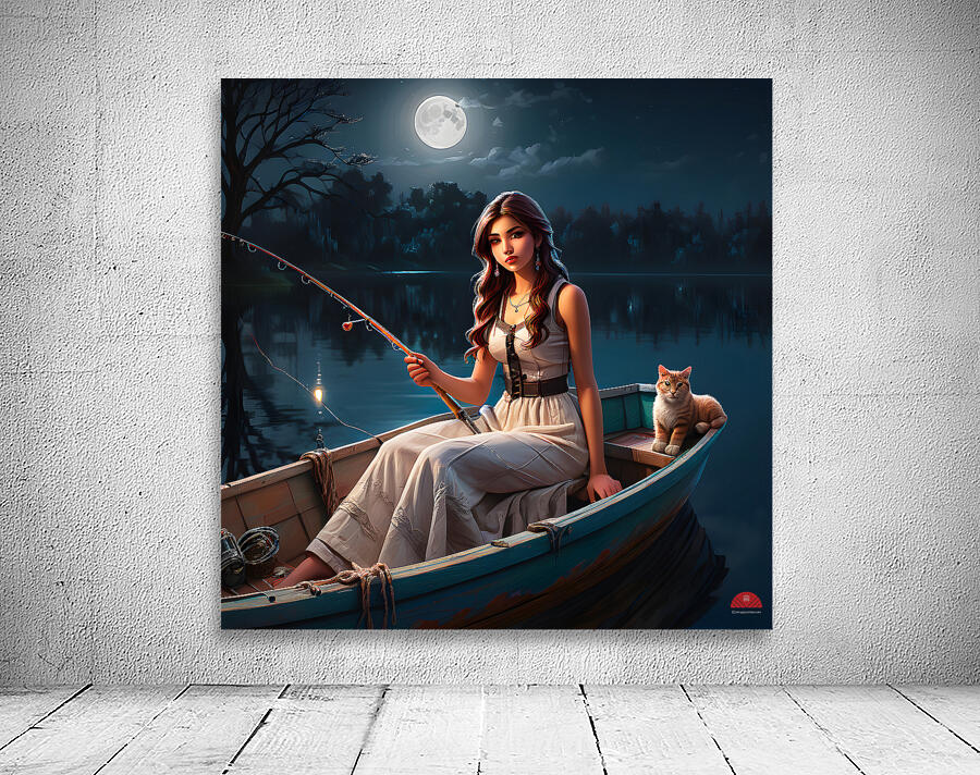 A Girl On A Fishing Boat By ISHISH Wall Preview