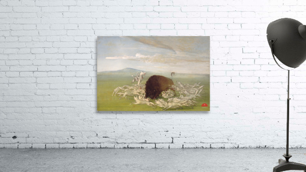 White Wolves Attacking a Buffalo Bull 1832-1833 Wall Preview