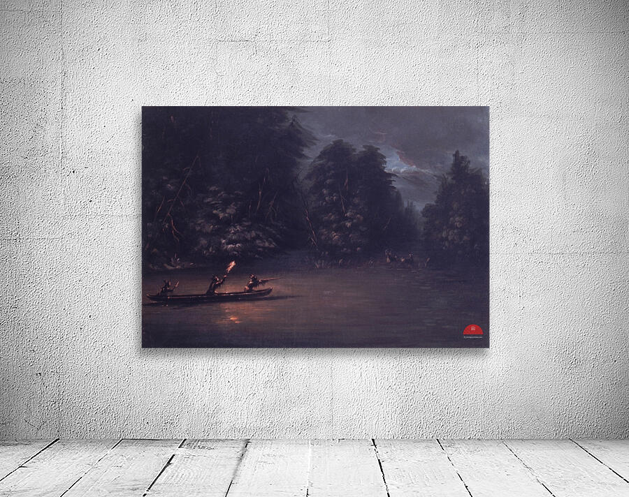 Deer Hunting By Torchlight In Bark Canoes 1846-1848 Wall Preview
