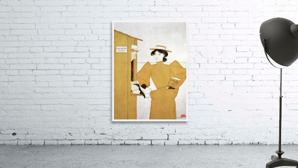 Woman picking up bathing suits 1895 by Edward Penfield Wall Preview