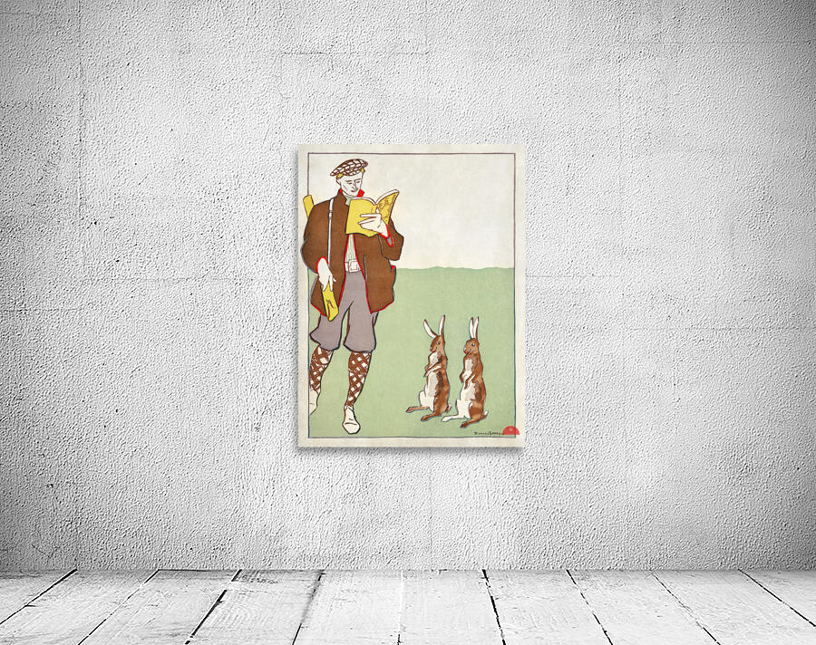 Man reading a book with Hares 1895 by Edward Penfield Wall Preview