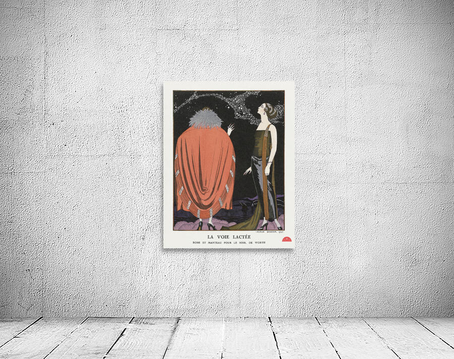 La voie lact&eacutee: Robe et manteau pour le soir de Worth 1921 fashion illustration  by George Barbier.  Wall Preview
