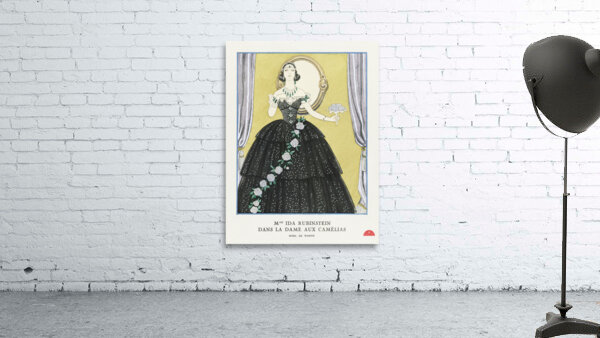 Mme Ida Rubinstein dans la dame aux cam&eacutelias / Robe de Worth from Gazette du Bon Ton. Art- Modes & Frivolit&eacutes No. 5 1923 fashion illustration by George Barbier.  Wall Preview