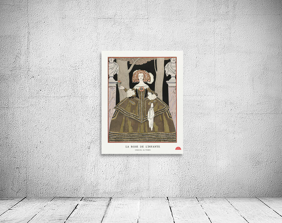 La rose de linfante: Costume de Worth from Gazette du Bon Ton. Art- Modes & Frivolit&eacutes No. 8 1924 fashion illustration  by George Barbier.  Wall Preview