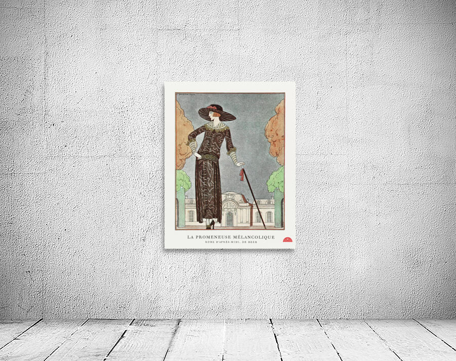 La promeneuse m&eacutelancolique Robe dapr&egraves-midi de Beer 1922 fashion illustration  by George Barbier.  Wall Preview